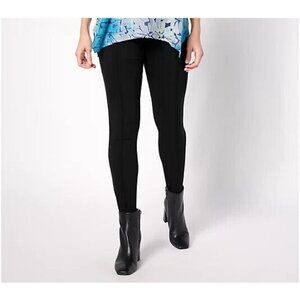 LOGO by Lori Goldstein Petite AnyWEAR Stretch Stirrup Pant Black Pet 1X
